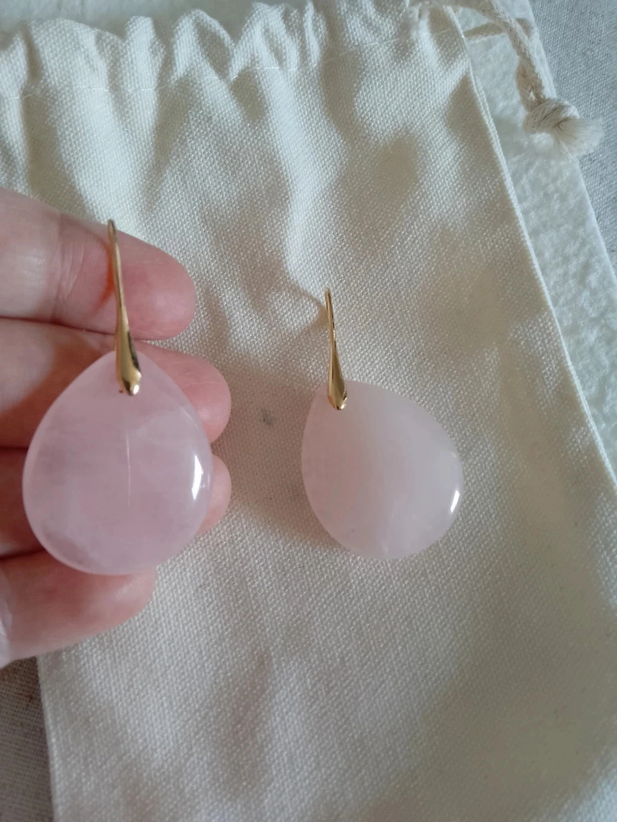 Rose Quartz Stone Bohemian Earrings – photo 3